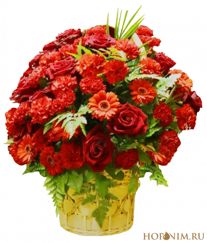 Корзина из живых цветов средняя